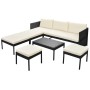 Set muebles de jardín 6 piezas y cojines ratán sintético negro de vidaXL, Conjuntos de jardín - Ref: Foro24-43010, Precio: 35...