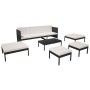 Set muebles de jardín 6 piezas y cojines ratán sintético negro de vidaXL, Conjuntos de jardín - Ref: Foro24-43010, Precio: 35...