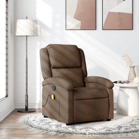 Sillón reclinable con masaje de tela marrón de , Sillones - Ref: Foro24-371767, Precio: 230,99 €, Descuento: %