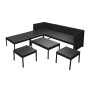 Set muebles de jardín 6 piezas y cojines ratán sintético negro de vidaXL, Conjuntos de jardín - Ref: Foro24-43010, Precio: 35...