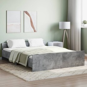 Estructura de cama con cabecero piecero gris hormigón 140x200cm de , Camas y somieres - Ref: Foro24-3203750, Precio: 159,99 €...