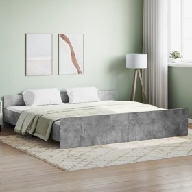 Estructura de cama con cabecero piecero gris hormigón 180x200cm de , Camas y somieres - Ref: Foro24-3203771, Precio: 141,99 €...