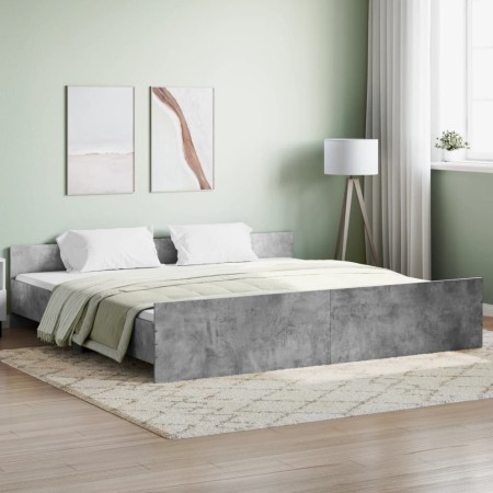 Estructura de cama con cabecero piecero gris hormigón 180x200cm de , Camas y somieres - Ref: Foro24-3203771, Precio: 141,99 €...