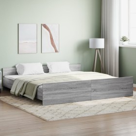 Sonoma gray bed frame with headboard and footboard 180x200 cm by , Beds and slatted bases - Ref: Foro24-3203773, Price: 160,4...