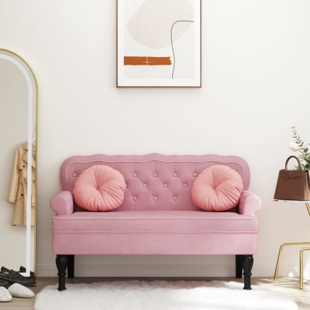 Bench with pink velvet backrest 119.5x64.5x75 cm by , Banks - Ref: Foro24-372159, Price: 184,33 €, Discount: %