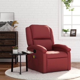 Reclining massage armchair in synthetic red wine leather by , Armchairs - Ref: Foro24-371786, Price: 212,99 €, Discount: %