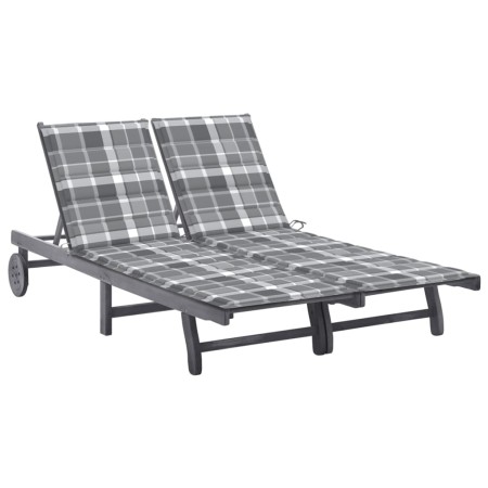 Garden lounger for 2 people and solid acacia wood cushions by , Loungers - Ref: Foro24-3061403, Price: 362,71 €, Discount: %