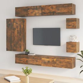 TV furniture set 8 pieces smoked oak plywood by , TV Furniture - Ref: Foro24-3114499, Price: 353,65 €, Discount: %