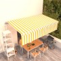 Automatic retractable awning with yellow and white blinds 6x3 m by , Awnings - Ref: Foro24-3069368, Price: 523,05 €, Discount: %