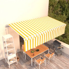 Automatic retractable awning with yellow and white blinds 6x3 m by , Awnings - Ref: Foro24-3069368, Price: 522,66 €, Discount: %