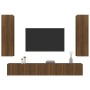 TV furniture set 4 pieces oak brown plywood by , TV Furniture - Ref: Foro24-3114213, Price: 185,70 €, Discount: %