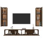 TV furniture set 4 pieces oak brown plywood by , TV Furniture - Ref: Foro24-3114213, Price: 185,70 €, Discount: %