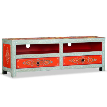 Hand-painted solid mango wood TV cabinet by vidaXL, TV Furniture - Ref: Foro24-244595, Price: 182,99 €, Discount: %