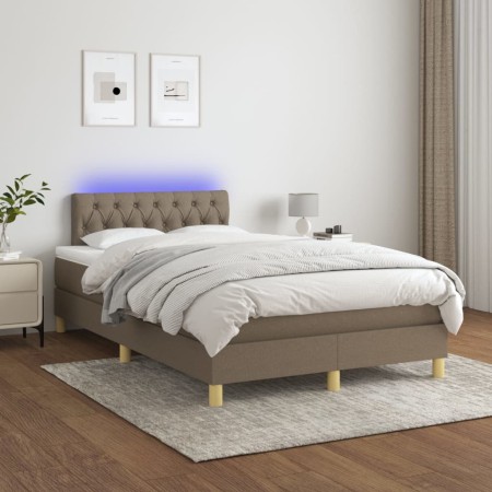 Box spring bed with mattress and LED taupe gray fabric 120x200 cm by , Beds and slatted bases - Ref: Foro24-3133945, Price: 4...