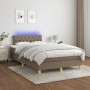 Box spring bed with mattress and LED taupe gray fabric 120x200 cm by , Beds and slatted bases - Ref: Foro24-3133945, Price: 4...