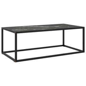 Mesa de centro negra con vidrio de mármol negro 100x50x35 cm de , Mesas de centro - Ref: Foro24-322882, Precio: 71,41 €, Desc...