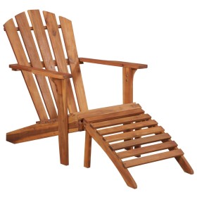 Adirondack garden chair with footrest in solid acacia wood by , Loungers - Ref: Foro24-44117, Price: 250,99 €, Discount: %