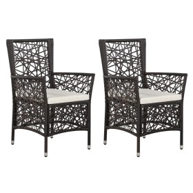 Garden chairs with cushions 2 units brown synthetic rattan by vidaXL, Garden chairs - Ref: Foro24-44085, Price: 218,99 €, Dis...