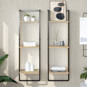 3-tier Sonoma oak wood wall shelf 30x25x100 cm by , Shelves and shelves - Ref: Foro24-836304, Price: 33,50 €, Discount: %