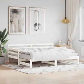 Trundle sofa bed solid white pine wood 80x200 cm by , Beds and slatted bases - Ref: Foro24-836151, Price: 222,99 €, Discount: %