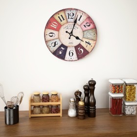 Reloj de pared vintage colorido 30 cm de vidaXL, Relojes de pared - Ref: Foro24-50629, Precio: 17,27 €, Descuento: %