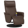 Sillón reclinable masaje con reposapiés cuero sintético marrón de , Sillones - Ref: Foro24-356554, Precio: 226,33 €, Descuent...