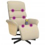 Recliner massage chair with footrest cream fabric by , Armchairs - Ref: Foro24-356619, Price: 249,24 €, Discount: %