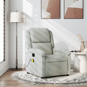 Light gray velvet massage recliner by , Armchairs - Ref: Foro24-371808, Price: 237,99 €, Discount: %