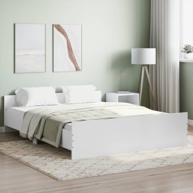 Bed frame with headboard and footboard white 140x200 cm by , Beds and slatted bases - Ref: Foro24-3203747, Price: 164,14 €, D...