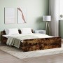 Bed frame with smoked oak headboard and footboard 140x200cm by , Beds and slatted bases - Ref: Foro24-3203751, Price: 140,77 ...