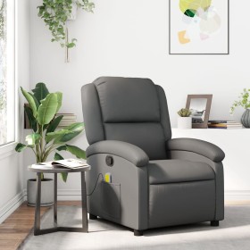 Gray synthetic leather reclining massage chair by , Armchairs - Ref: Foro24-371785, Price: 226,20 €, Discount: %