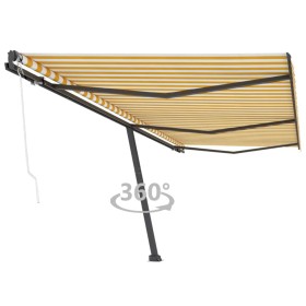 Automatic yellow and white freestanding awning 600x300 cm by , Awnings - Ref: Foro24-3069808, Price: 667,70 €, Discount: %