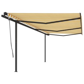 Automatic retractable awning with yellow and white poles 6x3 m by , Awnings - Ref: Foro24-3070208, Price: 687,29 €, Discount: %