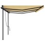 Toldo retráctil automático con postes amarillo y blanco 6x3 m de , Toldos - Ref: Foro24-3070208, Precio: 692,65 €, Descuento: %