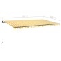 Toldo retráctil automático con postes amarillo y blanco 6x3 m de , Toldos - Ref: Foro24-3070208, Precio: 692,65 €, Descuento: %