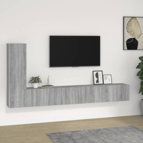 TV furniture set 3 pieces Sonoma gray plywood by , TV Furniture - Ref: Foro24-3114324, Price: 152,16 €, Discount: %