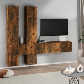 Smoked oak plywood TV wall unit by , TV Furniture - Ref: Foro24-3114571, Price: 214,32 €, Discount: %