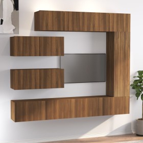 TV furniture set 7 pieces brown oak plywood by , TV Furniture - Ref: Foro24-3114565, Price: 347,15 €, Discount: %