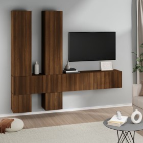 Brown oak plywood TV wall cabinet by , TV Furniture - Ref: Foro24-3114573, Price: 219,37 €, Discount: %