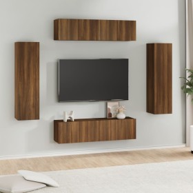 Set de muebles para TV 6 pzas madera contrachapada roble marrón de , Muebles TV - Ref: Foro24-3120247, Precio: 208,99 €, Desc...