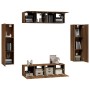 TV furniture set 6 pieces brown oak plywood by , TV Furniture - Ref: Foro24-3120247, Price: 208,66 €, Discount: %