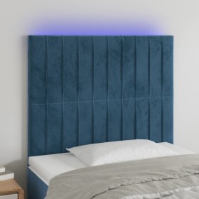 Cabecero con luces LED terciopelo azul oscuro 80x5x118/128 cm de , Cabeceros y pies de cama - Ref: Foro24-3122696, Precio: 63...