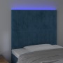 Headboard with LED lights dark blue velvet 80x5x118/128 cm by , Headboards and footboards - Ref: Foro24-3122696, Price: 65,29...