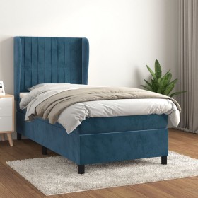 Box spring bed with dark blue velvet mattress 80x200 cm by , Beds and slatted bases - Ref: Foro24-3129301, Price: 336,30 €, D...