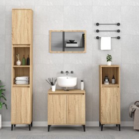 Sonoma oak plywood 3-piece bathroom furniture set by , Bathroom furniture - Ref: Foro24-3185592, Price: 207,99 €, Discount: %