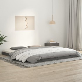 Estructura de cama madera maciza de pino gris 180x200 cm de , Camas y somieres - Ref: Foro24-823431, Precio: 196,99 €, Descue...