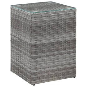 Mesa auxiliar superficie vidrio ratán sint. gris 35x35x52 cm de , Mesas auxiliares - Ref: Foro24-46983, Precio: 69,99 €, Desc...