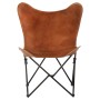 Brown genuine leather folding butterfly chair by , Armchairs - Ref: Foro24-323730, Price: 125,99 €, Discount: %