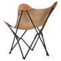 Brown genuine leather folding butterfly chair by , Armchairs - Ref: Foro24-323730, Price: 125,99 €, Discount: %