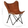 Brown genuine leather folding butterfly chair by , Armchairs - Ref: Foro24-323730, Price: 125,99 €, Discount: %